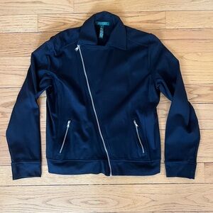 Lauren Ralph Lauren Black Asymmetrical Zip Jacket